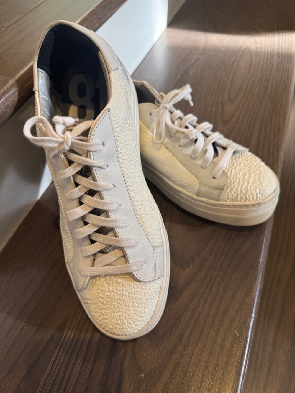 P448 Women's Cream Low-Top Lace-Up Sneakers